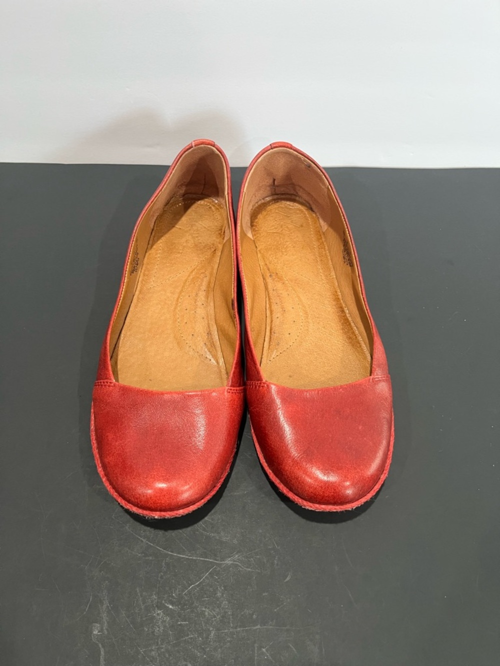 Naya Red Tan Leather Olympia Women’s Comfort Handcrafted Sustainable Flat Shoes
